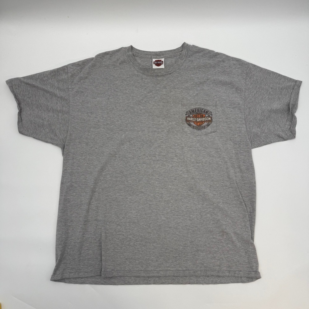 Harley Davidson Mens 2XL Pocket Shirt Gray Santa Fe New Mexico Graphic Hanes